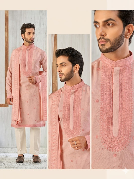 The Peach Blossom Heritage Kurta Set