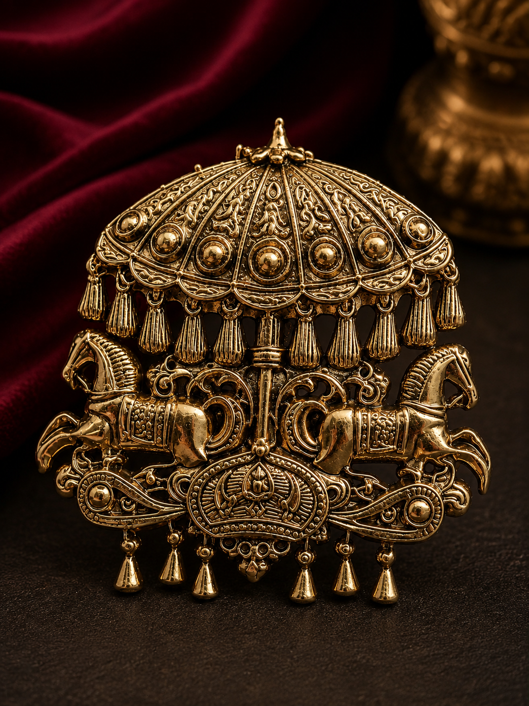 Royal Maharaja Chariot Brooch & Button Set