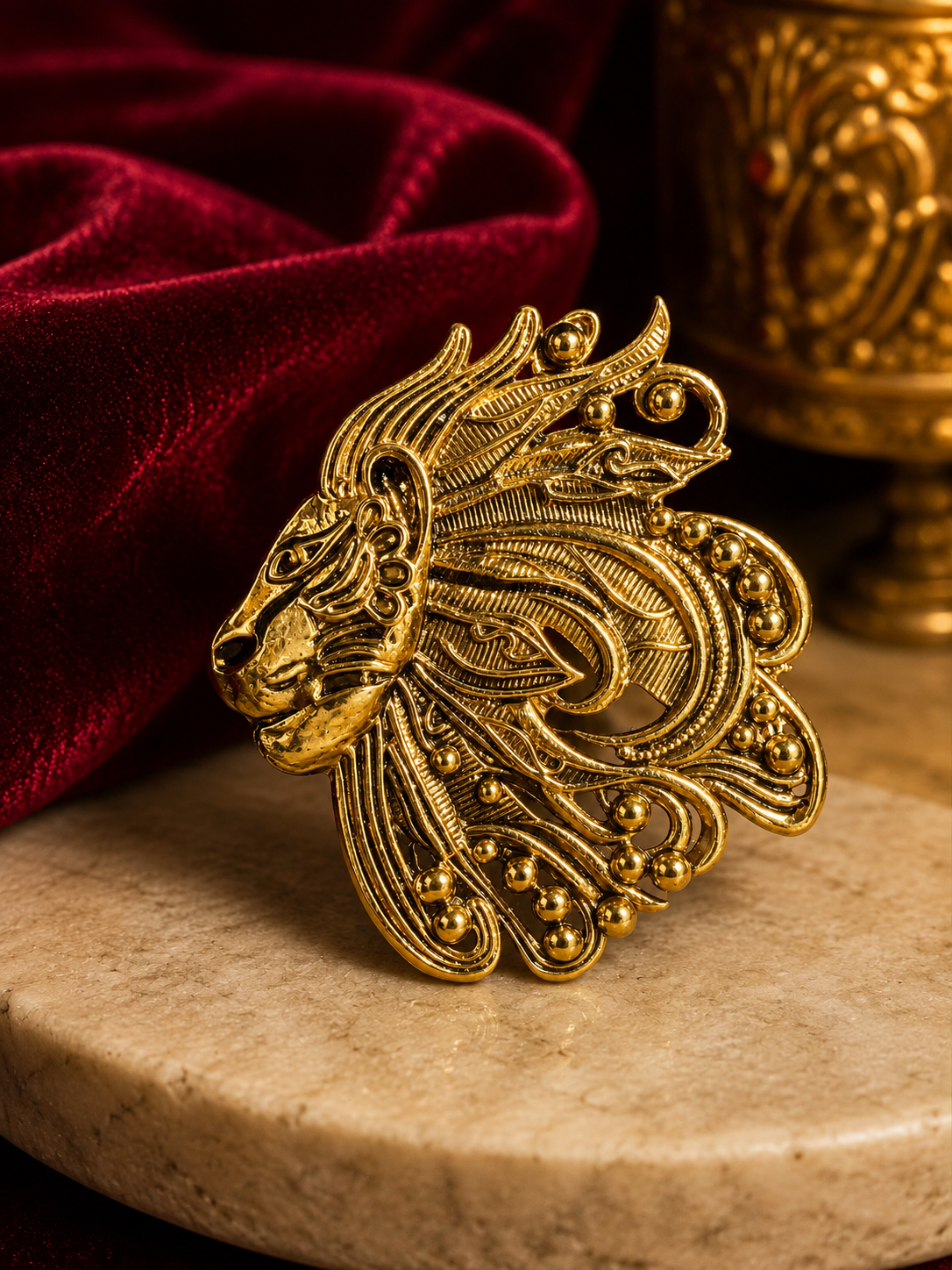 Imperial Lion King Brooch & Button Set