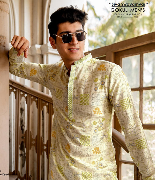 Heritage Gold Linen Silk Kurta Set