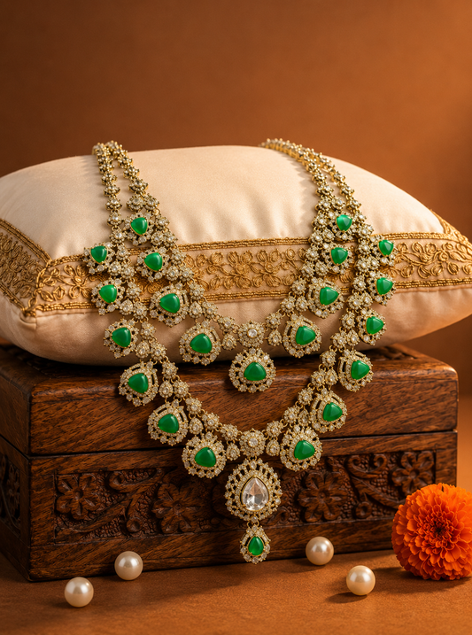 Royal Emerald Polki Groom Mala