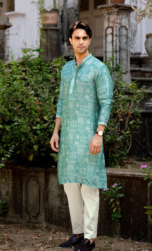 Aqua Rajvansh Linen Silk Kurta Set