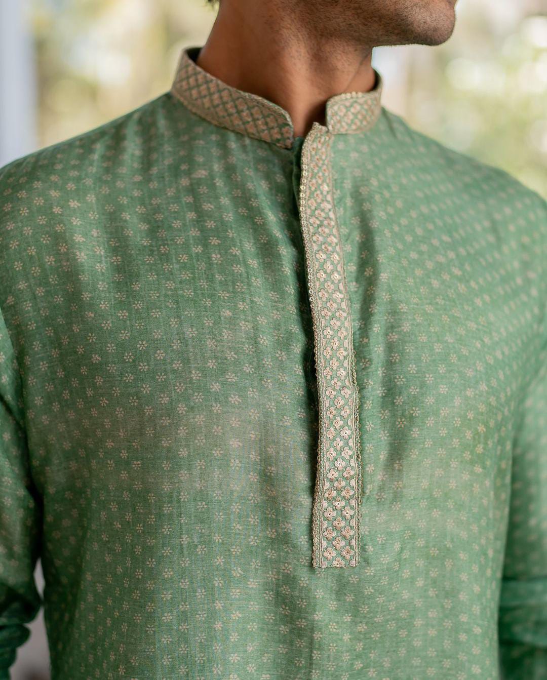 Emerald Heritage Linen Silk Kurta Set