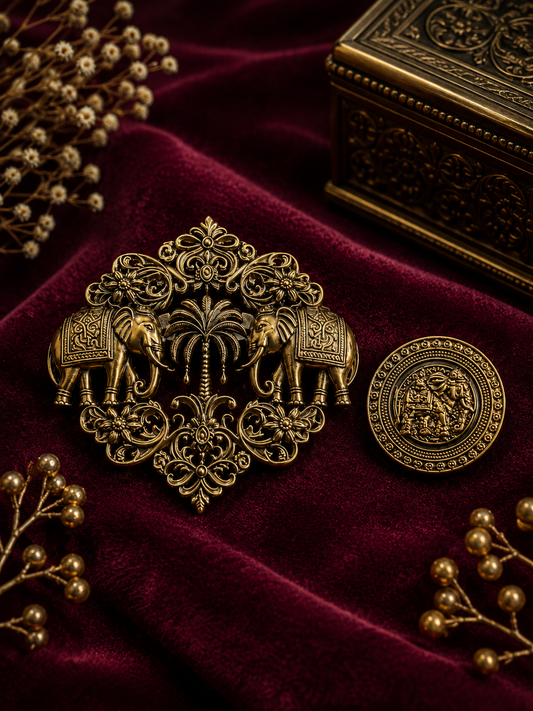 Royal Elephant Heritage Brooch & Button Set