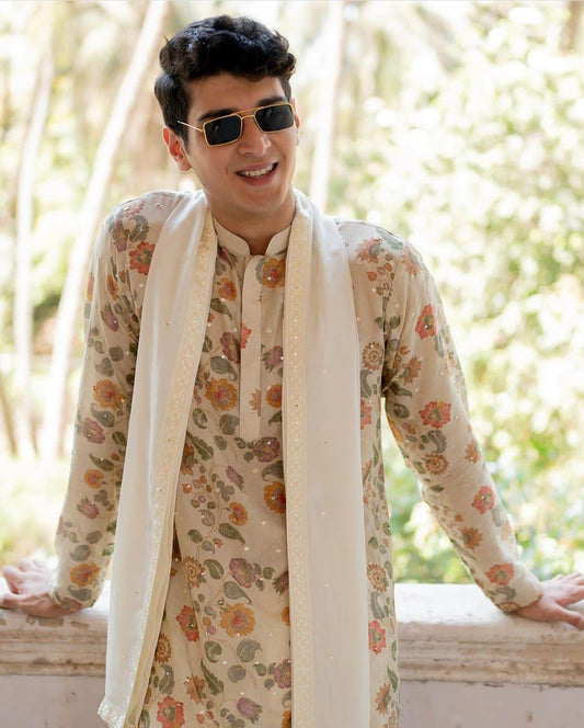 “Rajsi Gulbagh Tussar Silk Kurta Set”