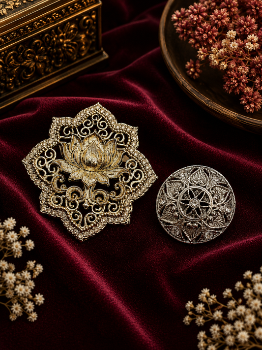 Royal Lotus Heritage Brooch & Button Set