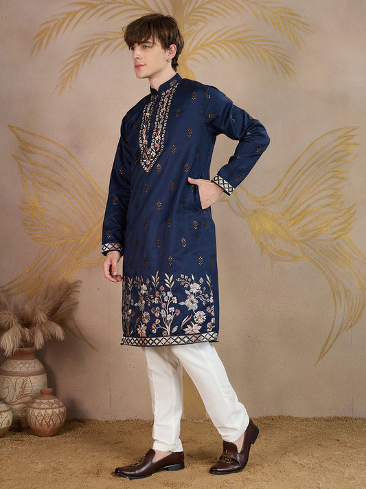 BERRY BLUE EMBROIDERY WORK KURTA SET