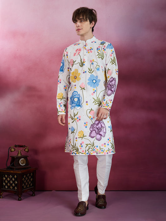 BLOOM AURA MULTICOLOR EMBROIDERY KURTA SET