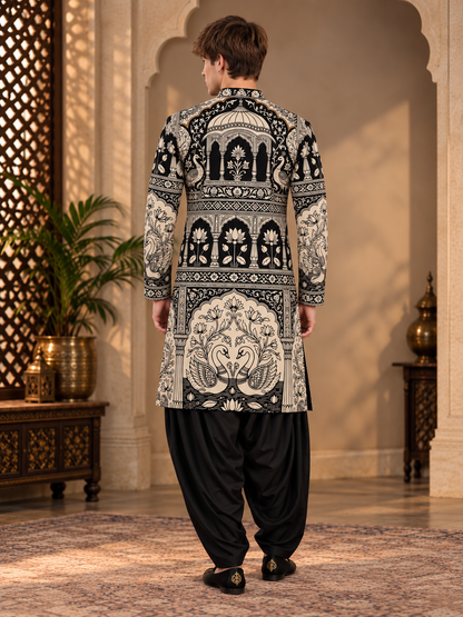 Royal Heritage Black & Ivory Kurta Set