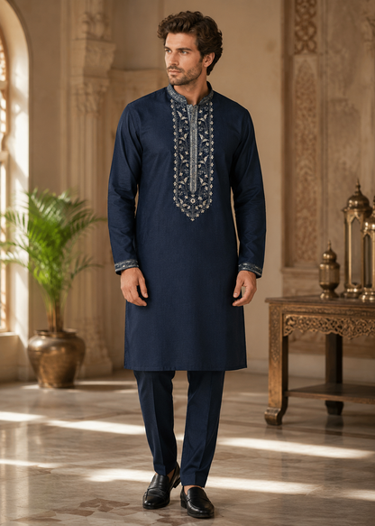 Royal Midnight Embroidered Kurta Pant Set