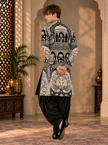 Royal Heritage Black & Ivory Kurta Set