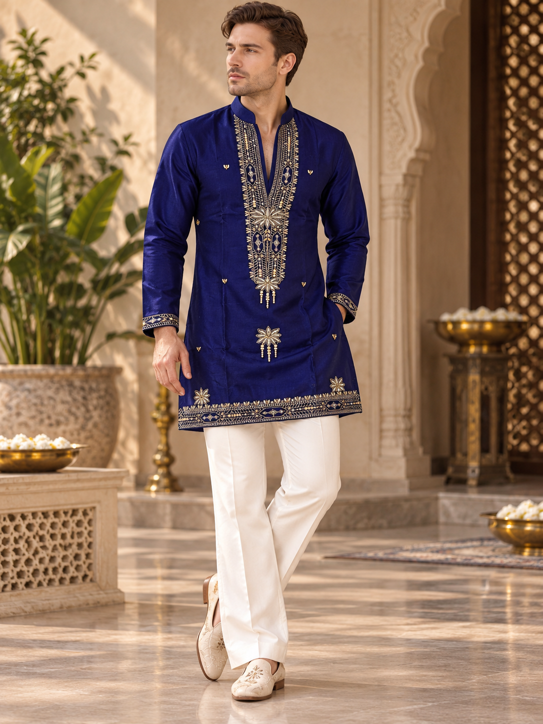 Royal Sapphire – Embroidered Silk Kurta Set