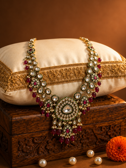 Royal Ruby Emerald Kundan Groom Mala