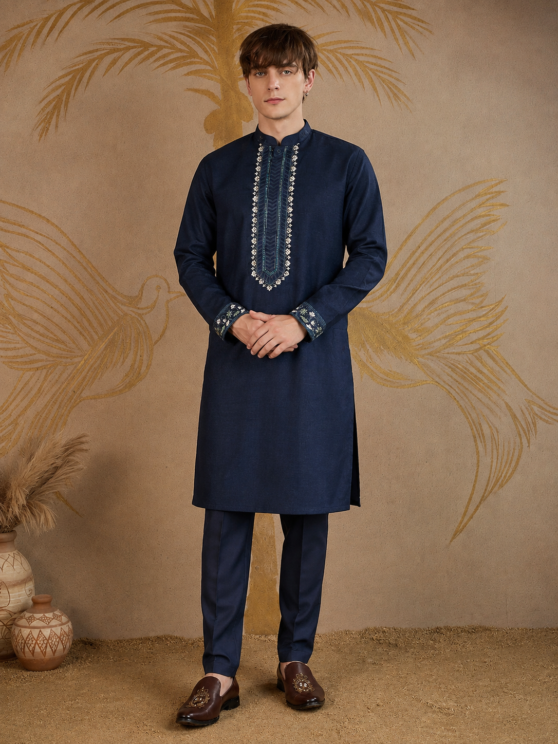 Light Green Embroidered Kurta Pant Set