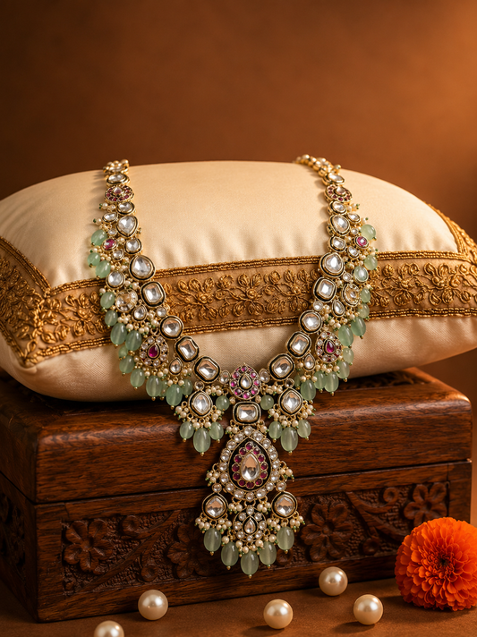 Mint Emerald & Ruby Kundan Groom Mala