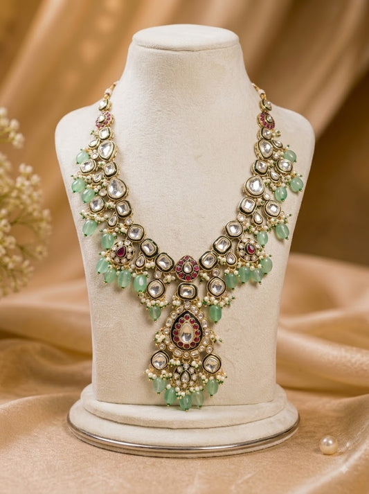 Mint Emerald & Ruby Kundan Groom Mala