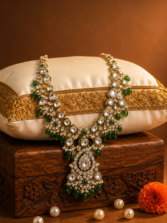 Royal Emerald Kundan Groom Mala