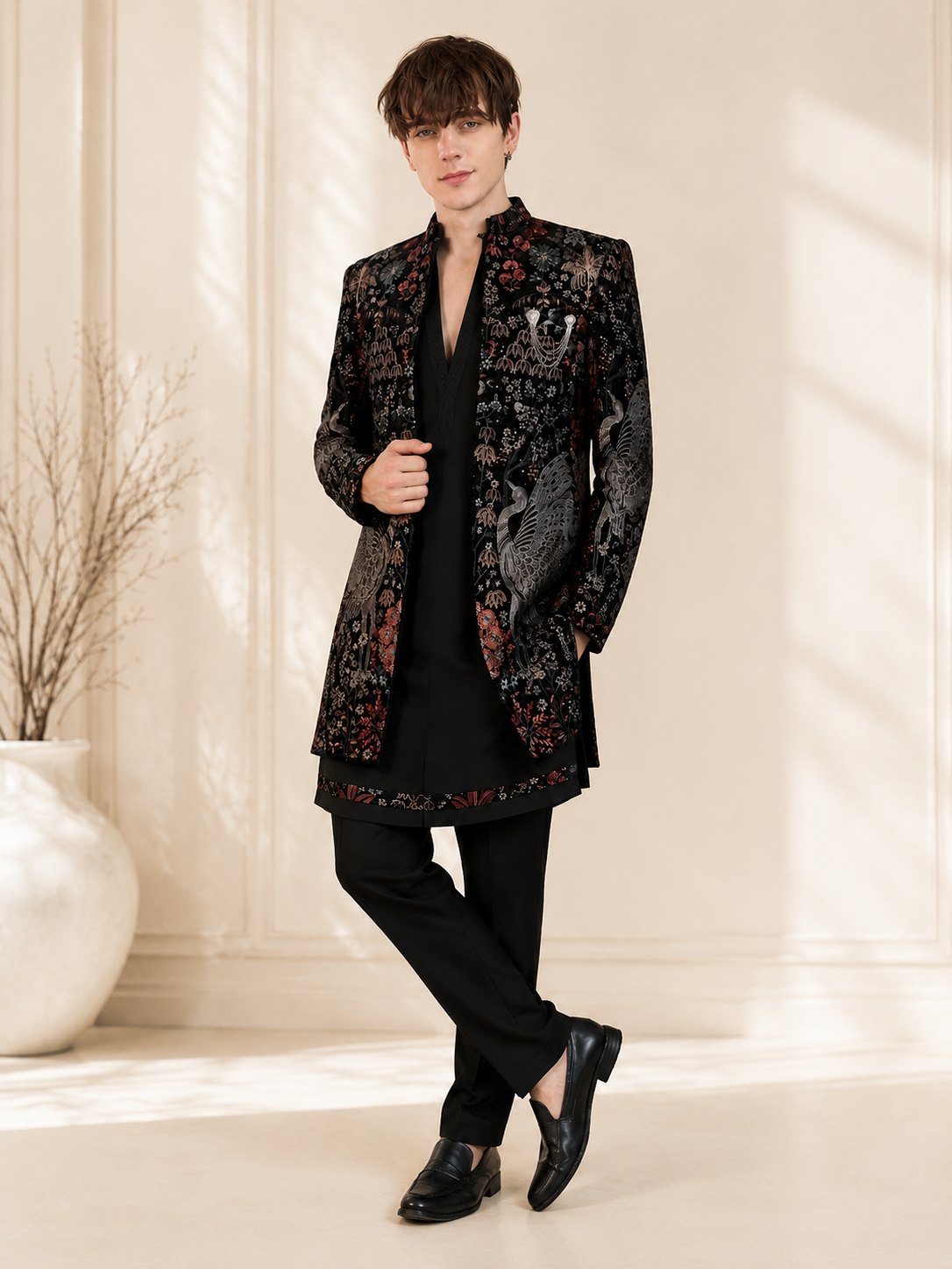 Midnight Crane Designer Indo-Western Set