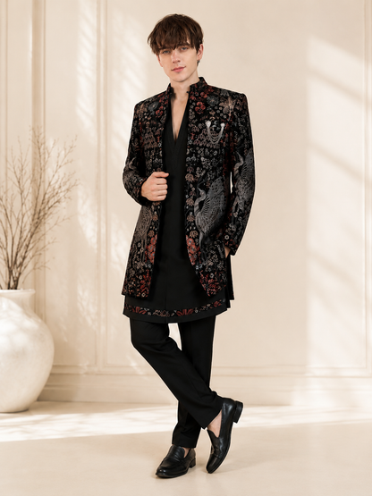 Midnight Crane Designer Indo-Western Set