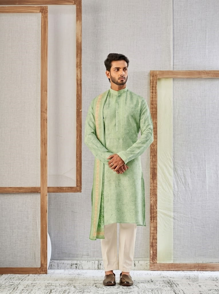 The Mint Jade Heritage Kurta Set