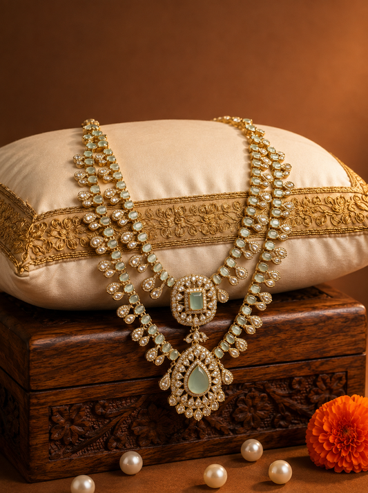 Mint Green Kundan Royal Groom Mala