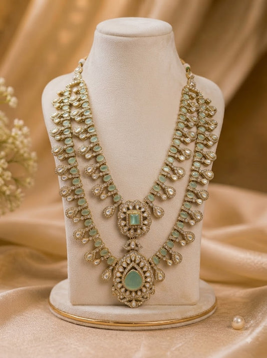 Mint Green Kundan Royal Groom Mala