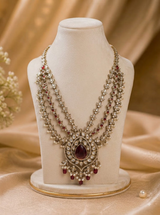 Royal Ruby Pearl Groom Mala