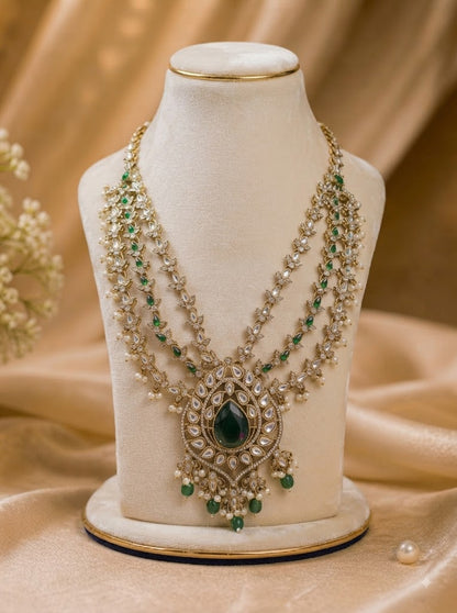 Royal Emerald Kundan Pearl Groom Mala