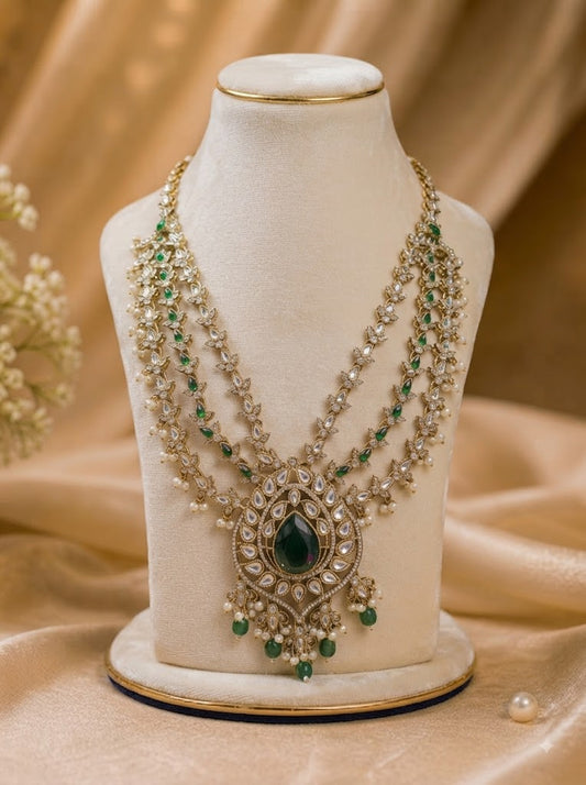 Royal Emerald Kundan Pearl Groom Mala