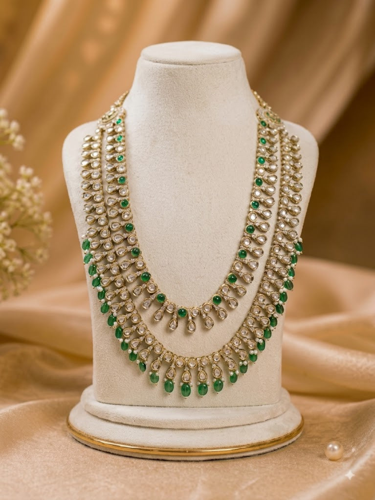 Emerald Pearl Kundan Groom Mala