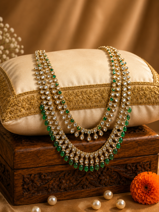 Emerald Pearl Kundan Groom Mala