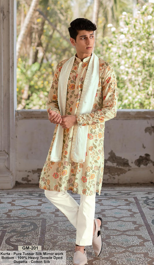 “Rajsi Gulbagh Tussar Silk Kurta Set”