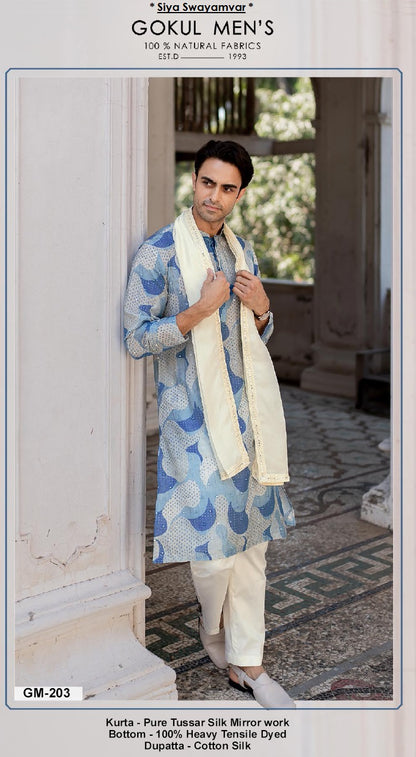 Neel Aabha Tussar Silk Mirror Kurta Set