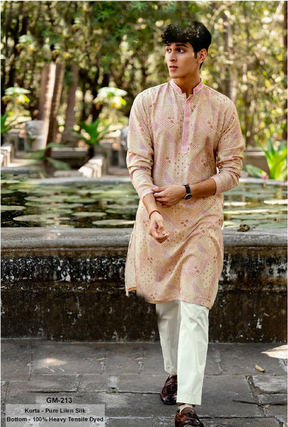 Blush Heritage Linen Silk Kurta Set