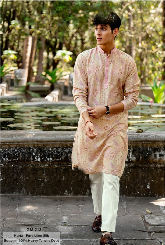 Blush Heritage Linen Silk Kurta Set