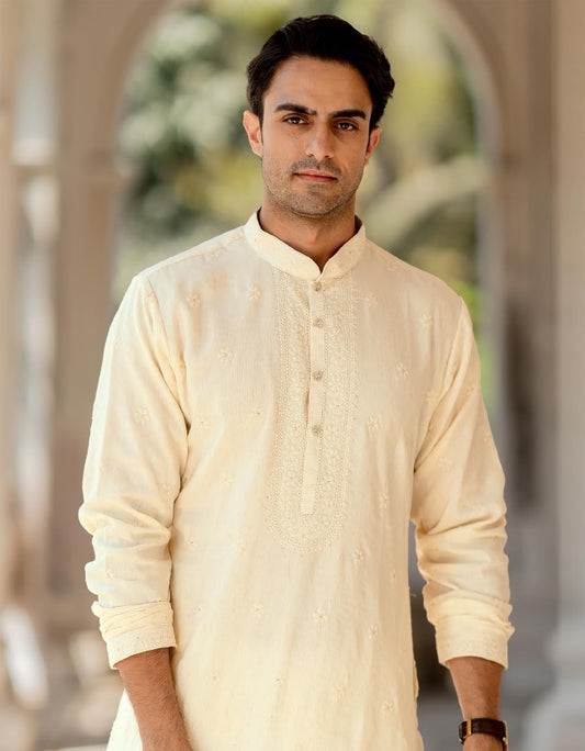 Ivory Royale Linen Silk Kurta Set