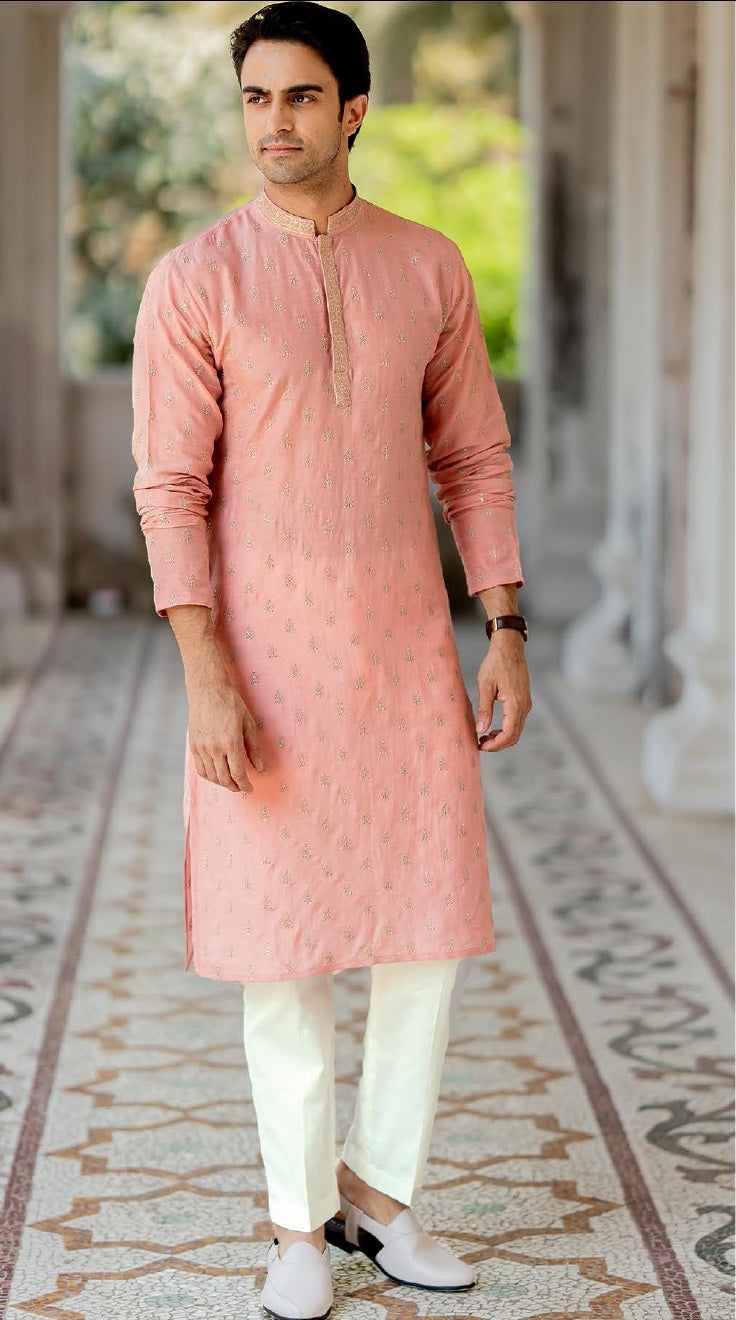 Coral Royale Linen Silk Kurta Set