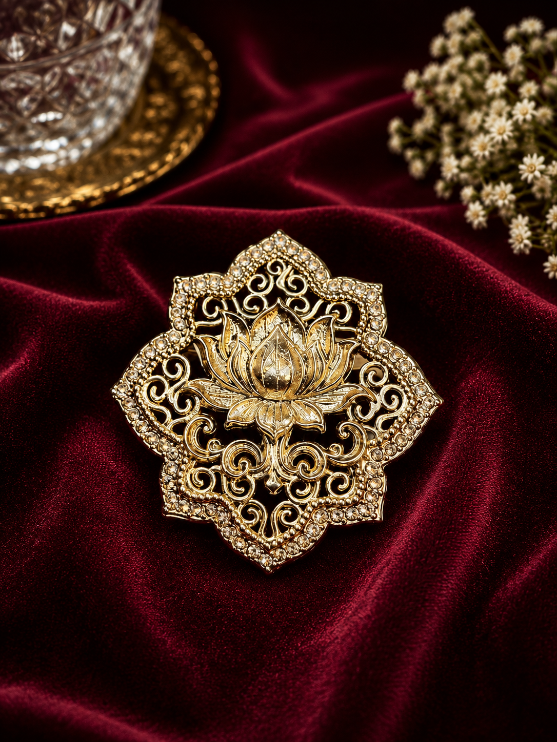 Royal Lotus Heritage Brooch & Button Set