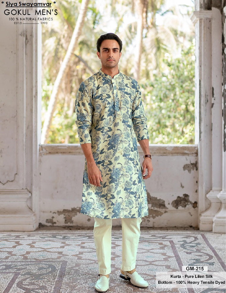 Royal Bloom Linen Silk Kurta Set