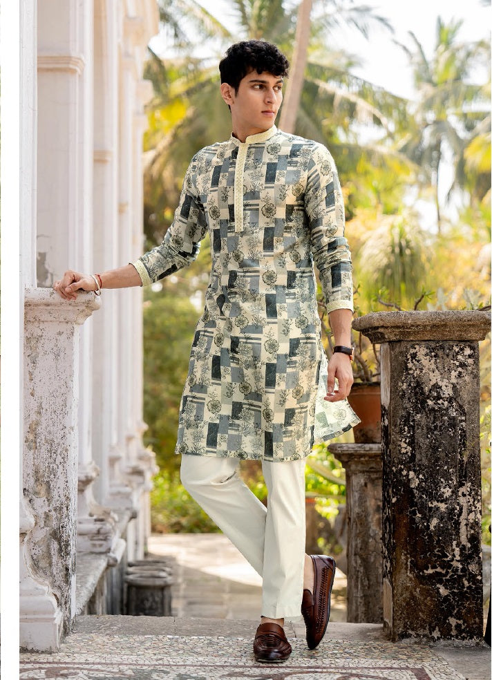 Neel Aangan Linen Silk Kurta Set