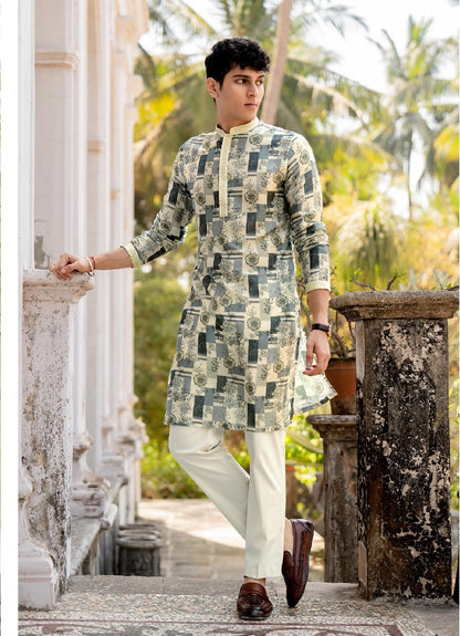 Neel Aangan Linen Silk Kurta Set
