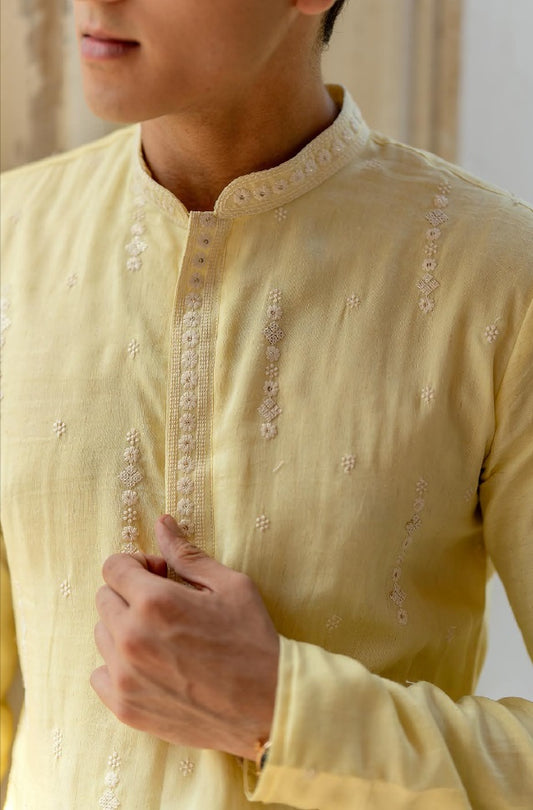 Sunrise Charm Linen Silk Kurta Set
