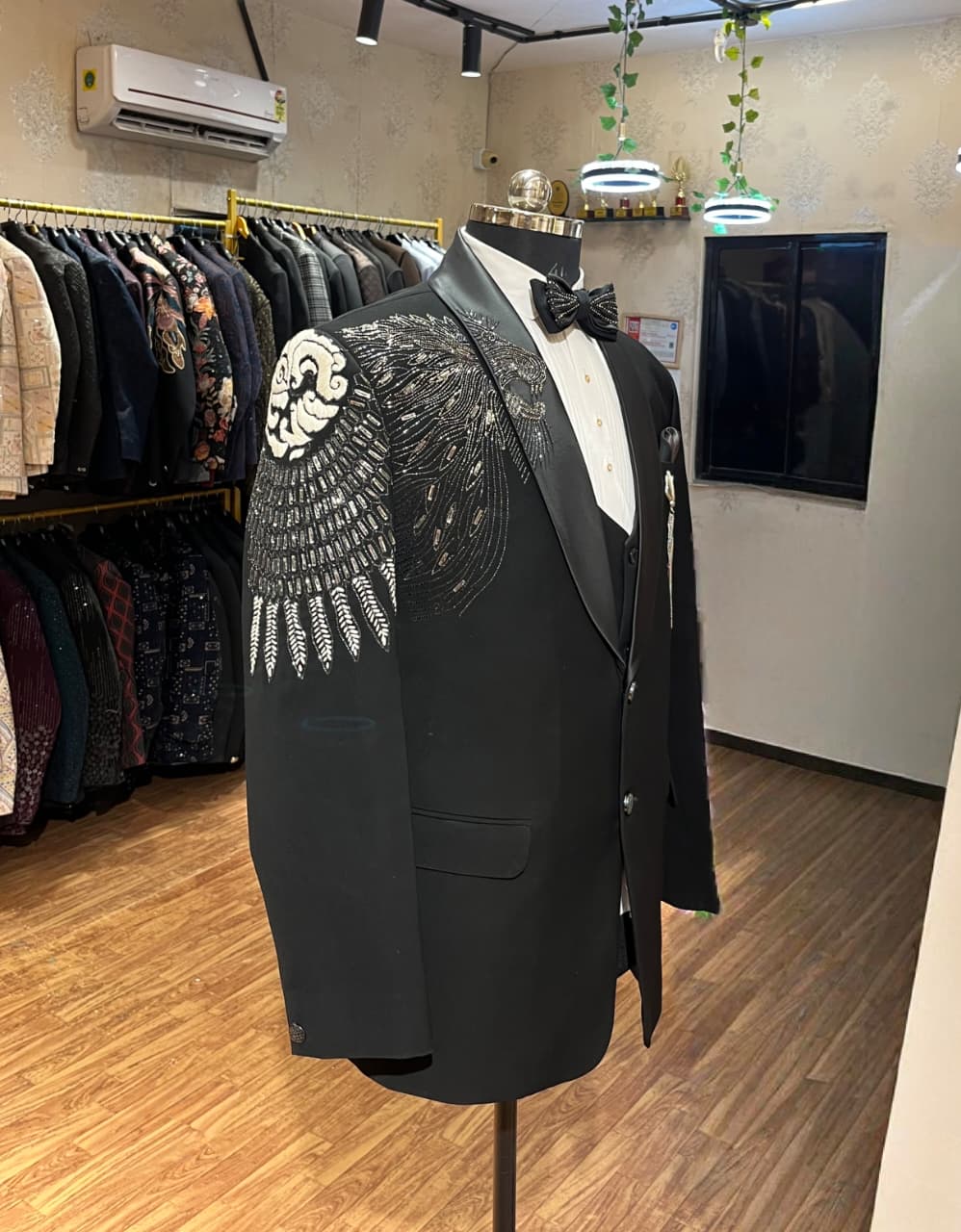 Black Regal Phoenix Handwork Tuxedo Set