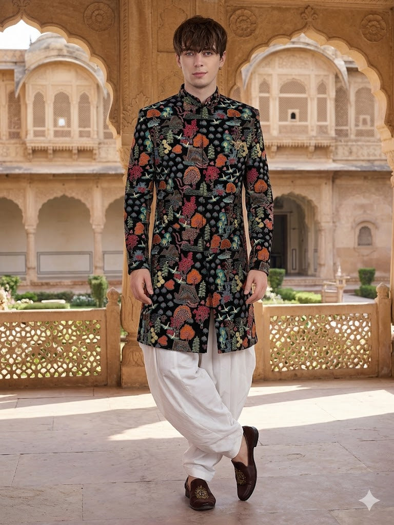 The Royal Shikargah Velvet Achkan