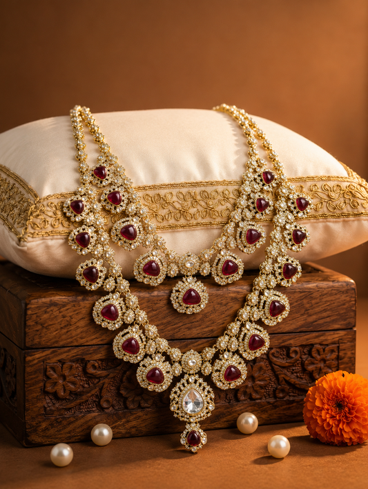 Royal Burgundy Polki Groom Mala