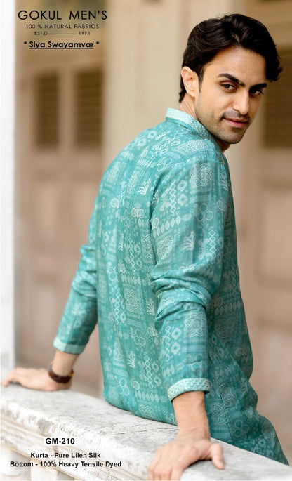 Aqua Rajvansh Linen Silk Kurta Set