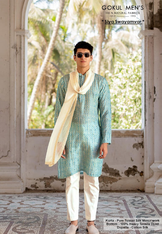 Neel Rajvansh Tussar Silk Kurta Set