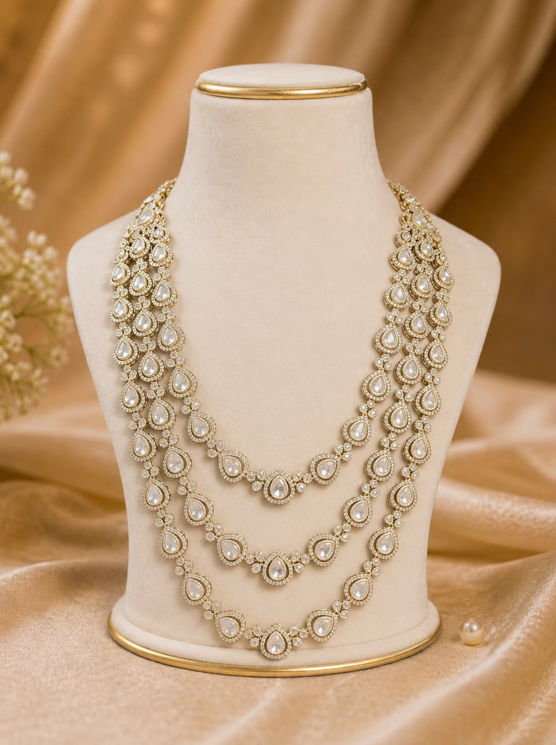 Royal White Kundan Groom Mala