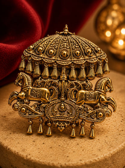 Royal Maharaja Chariot Brooch & Button Set