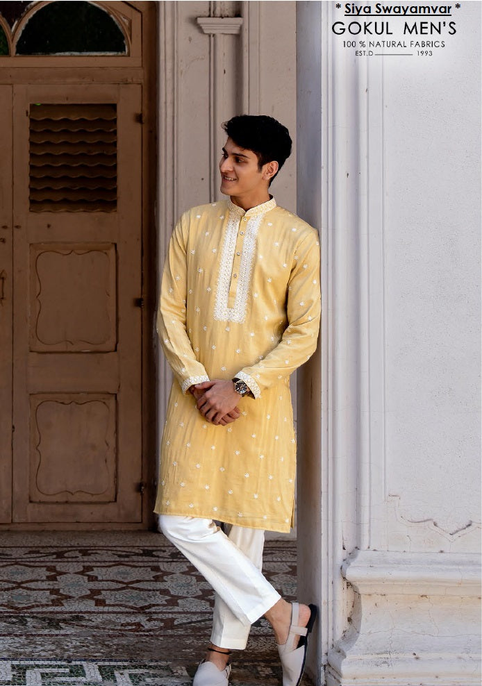 Golden Aura Linen Silk Kurta Set